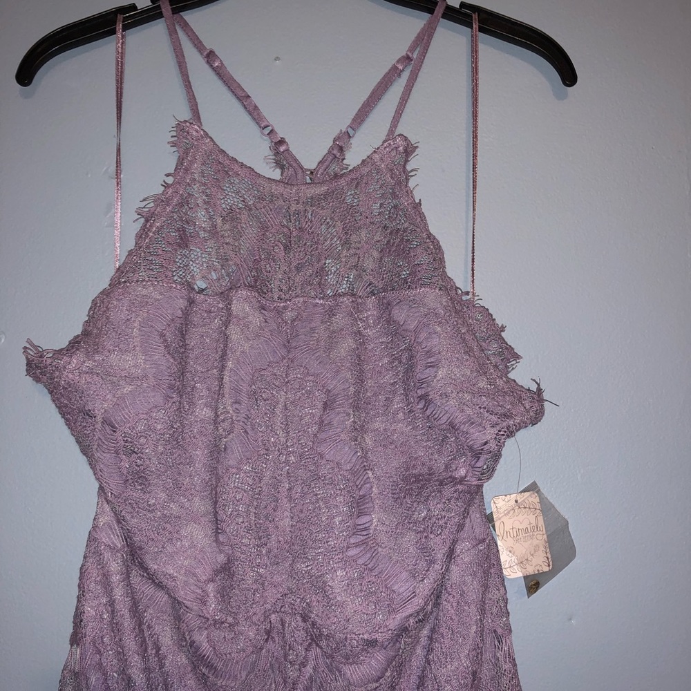 Free people L lace floral dress wedding mauve - Picture 2 of 7
